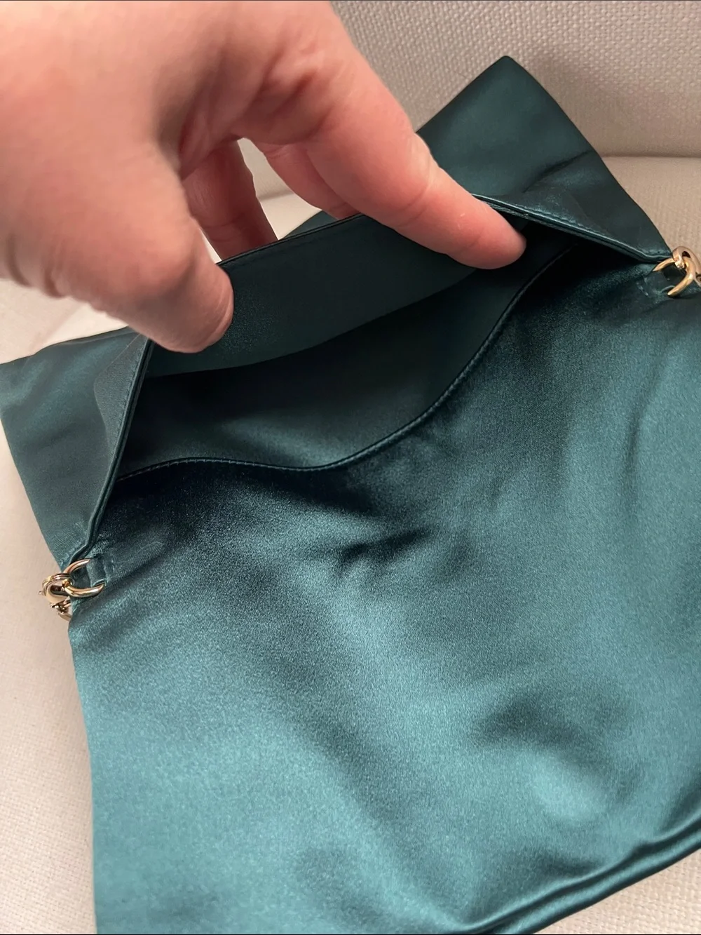 Jimmy Choo Teal Satin Crystal-Embellished Clutch